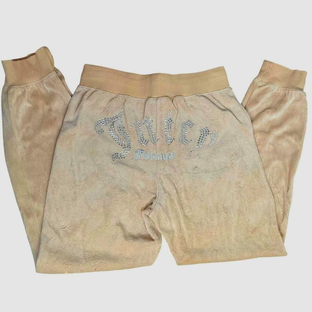 Juicy Couture x Forever 21 Sweatpants Women's M Tan Yellow Gemstone Y2K